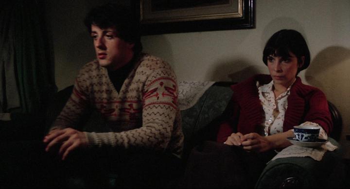 Sylvester Stallone and Talia Shire in Rocky (1976)