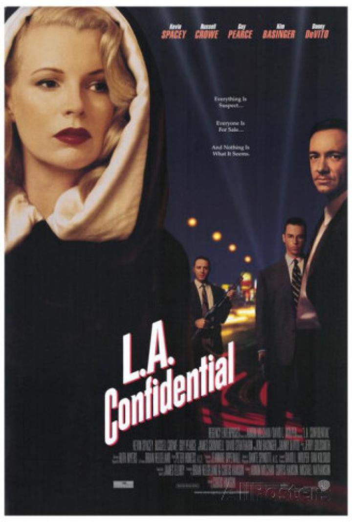 Kim Basinger, Russell Crowe, Kevin Spacey, and Guy Pearce in L.A. Confidential (1997)