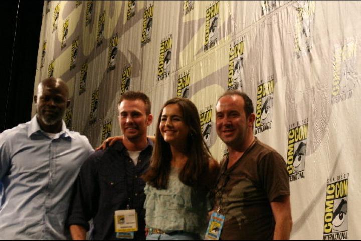 Camilla Belle, Djimon Hounsou, Paul McGuigan, and Chris Evans at an event for Push (2009)