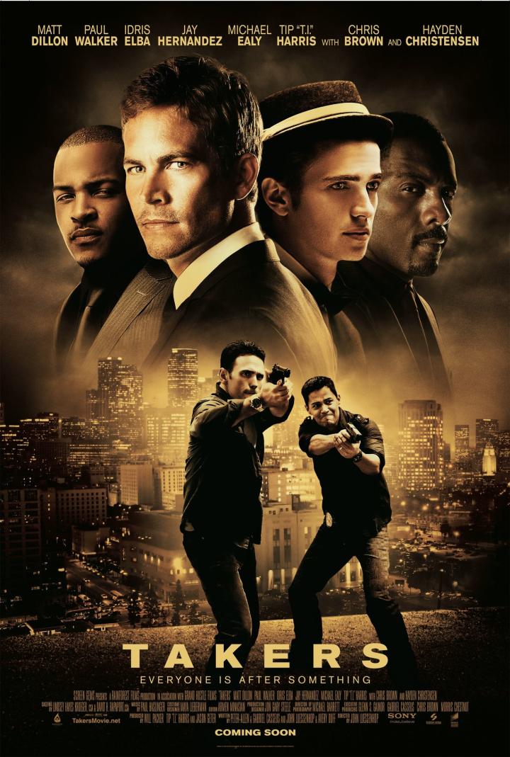 Matt Dillon, Hayden Christensen, Idris Elba, Jay Hernandez, Paul Walker, Michael Ealy, T.I., and Chris Brown in Takers (2010)