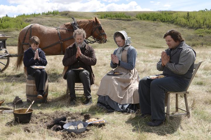 Christopher Heyerdahl, Sean Hoy, Kira Bradley, and Tayden Marks in Hell on Wheels (2011)