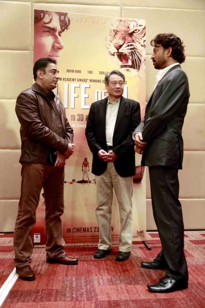 Ang Lee, Kamal Haasan, and Irrfan Khan at an event for Life of Pi (2012)