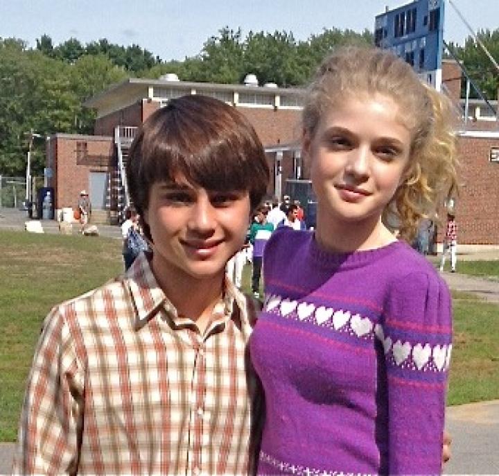 Labor Days' Gattlin Griffith (Henry) and Elena (Rachel McCann) on set.