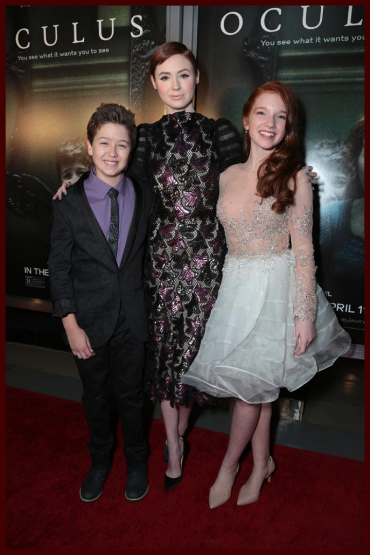 Garrett Ryan, Karen Gillan, and Annalise Basso at an event for Oculus (2013)