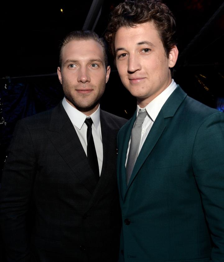 Miles Teller and Jai Courtney at an event for Divergent (2014)