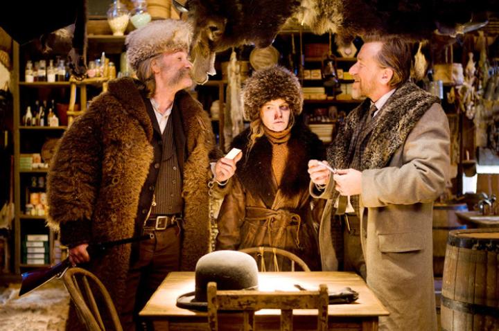 Jennifer Jason Leigh, Tim Roth, and Kurt Russell in The Hateful Eight (2015)