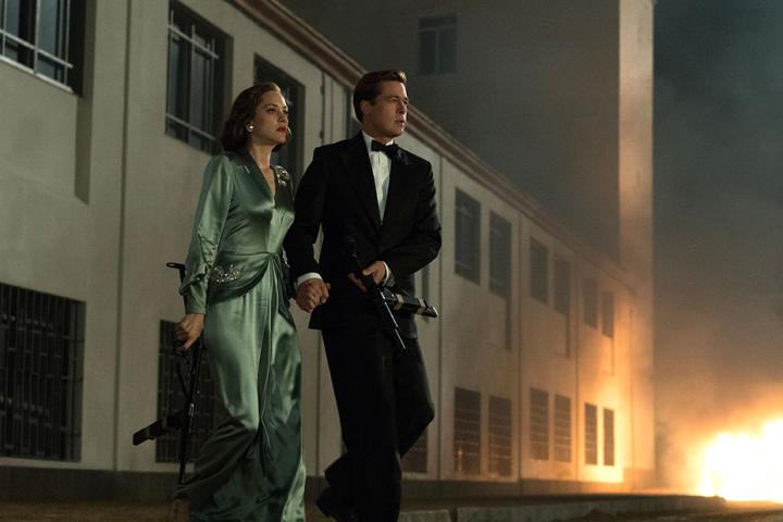 Brad Pitt and Marion Cotillard in Allied (2016)