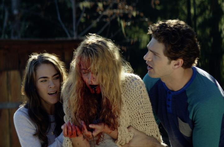 Gage Golightly, Nadine Crocker, and Samuel Davis in Cabin Fever (2016)