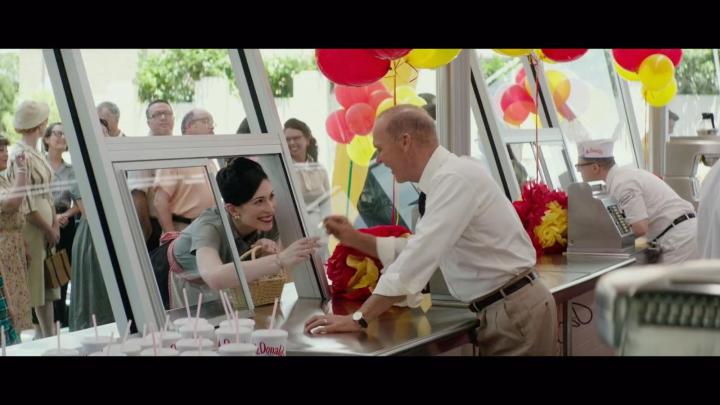 Cara Mantella with Michael Keaton in The Founder. 