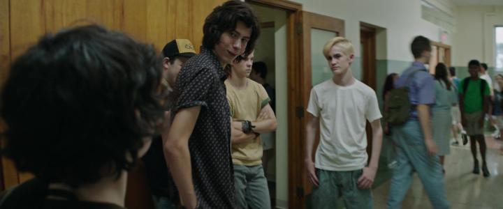 Jake Sim, Owen Teague, Nicholas Hamilton, and Logan Thompson in It (2017)