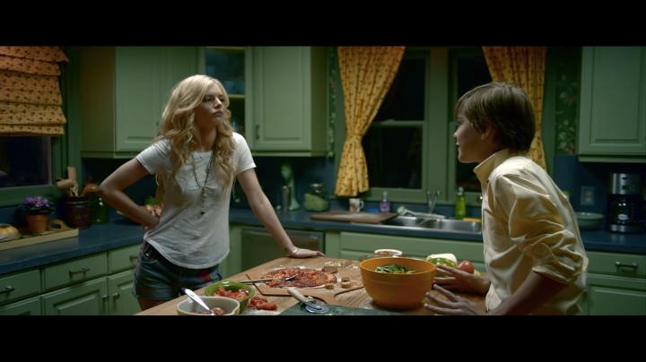 Samara Weaving and Judah Lewis in The Babysitter (2017)