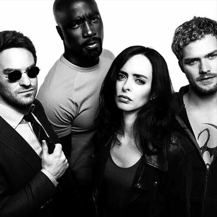 Charlie Cox, Krysten Ritter, Mike Colter, and Finn Jones in The Defenders (2017)