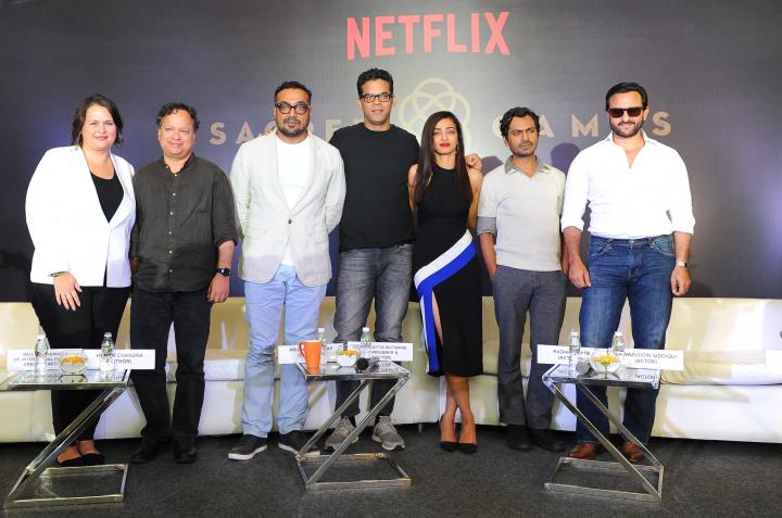 Anurag Kashyap, Saif Ali Khan, Nawazuddin Siddiqui, and Radhika Apte at an event for Sacred Games (2018)