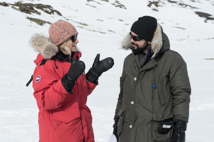 Martha De Laurentiis and Joe Penna on the set of Arctic (2018).