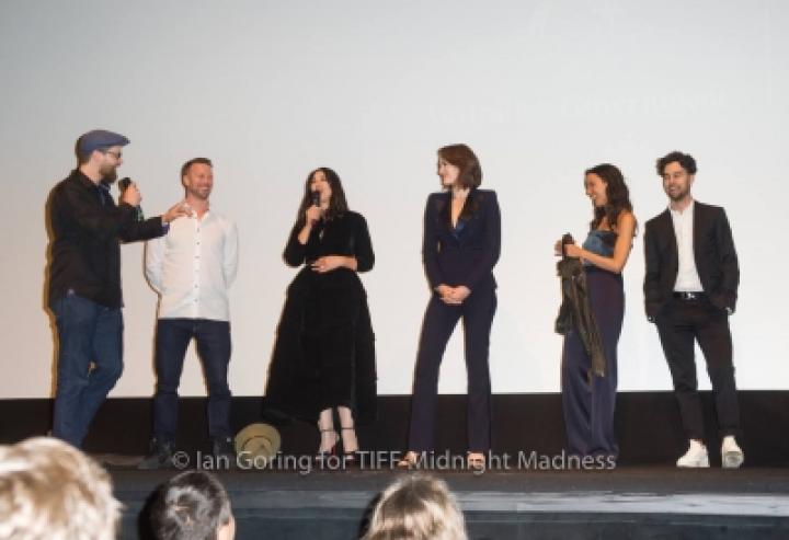 Monica Bellucci, Tristan Roache-Turner, Kiah Roache-Turner, Tess Haubrich, and Caroline Ford at an event for Nekrotronic (2018)