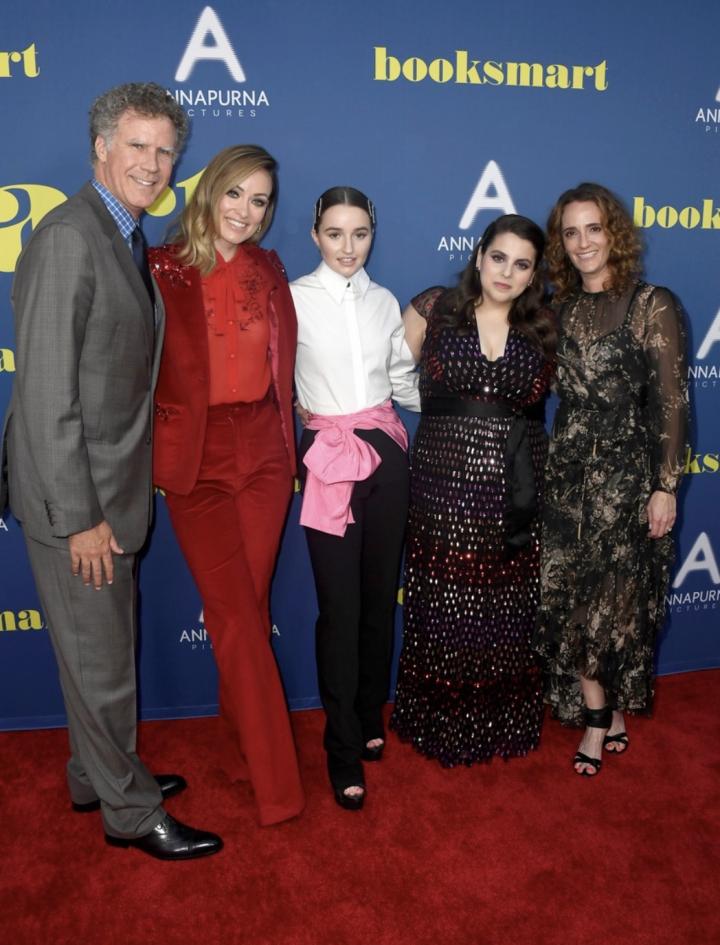 Will Ferrell, Olivia Wilde, Jessica Elbaum, Beanie Feldstein, and Kaitlyn Dever at an event for Booksmart (2019)