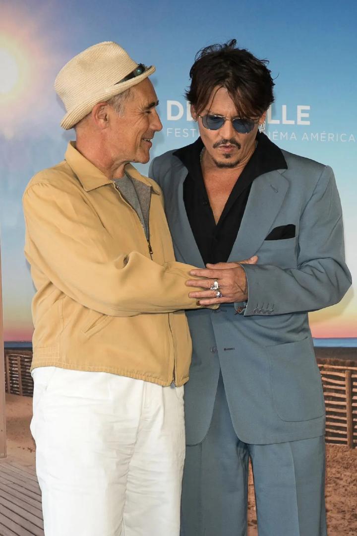 Johnny Depp and Mark Rylance at an event for Waiting for the Barbarians (2019)