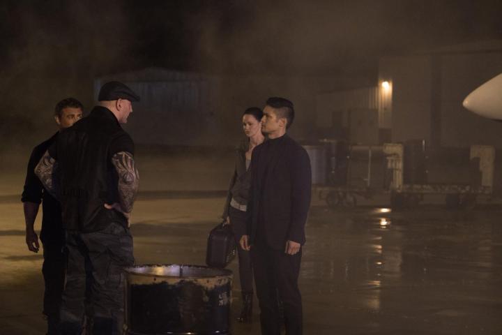 Sylvester Stallone, Lydia Hull, Dave Bautista, and Harry Shum Jr. in Escape Plan: The Extractors (2019)