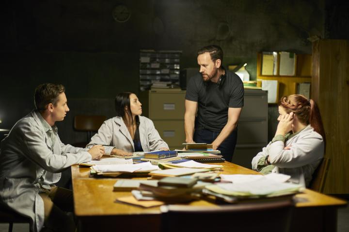 Sara West, Daniel J. Phillips, Matt Crook, and Amelia Douglass in Awoken (2019)