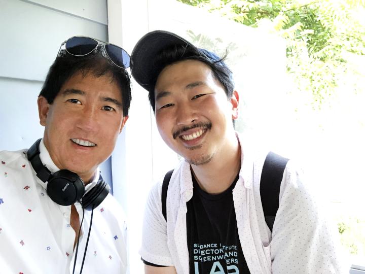 Director Andrew Ahn on the set of Driveways