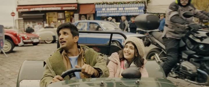 Sushant Singh Rajput and Sanjana Sanghi in Dil Bechara (2020)