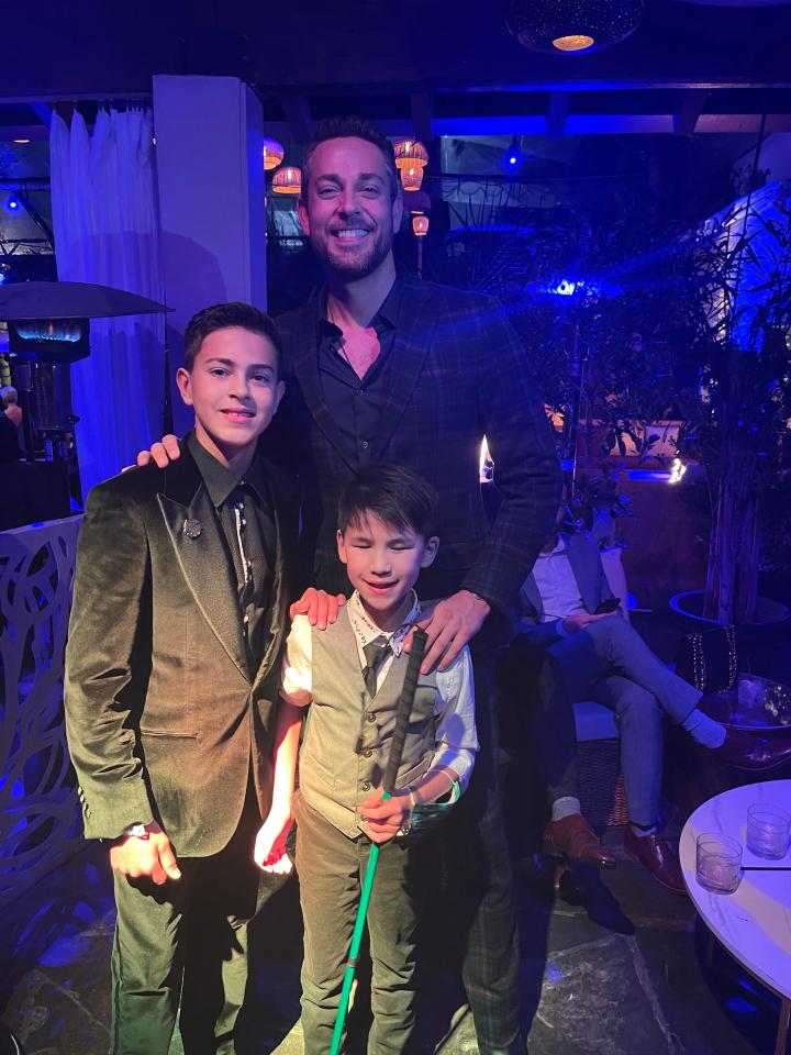 Bryce Bruckbauer, Zachary Levi, and Hayden Zaller at an event for American Underdog (2021)