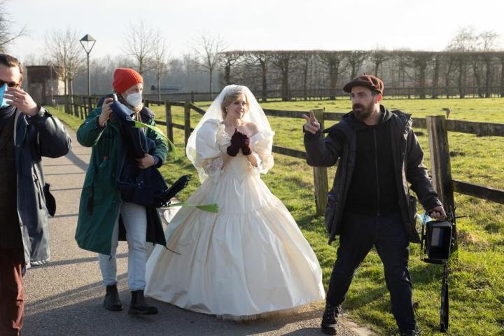 Kristen Stewart, Claire Mathon, and Pablo Larraín in Spencer (2021)