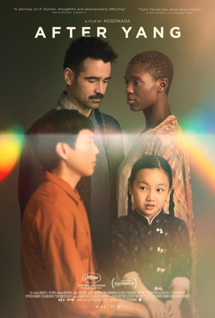 Colin Farrell, Jodie Turner-Smith, Justin H. Min, and Malea Emma Tjandrawidjaja in After Yang (2021)