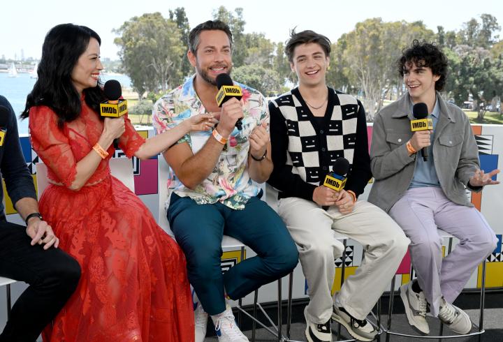 Lucy Liu, Zachary Levi, Asher Angel, and Jack Dylan Grazer at an event for Shazam! Fury of the Gods (2023)