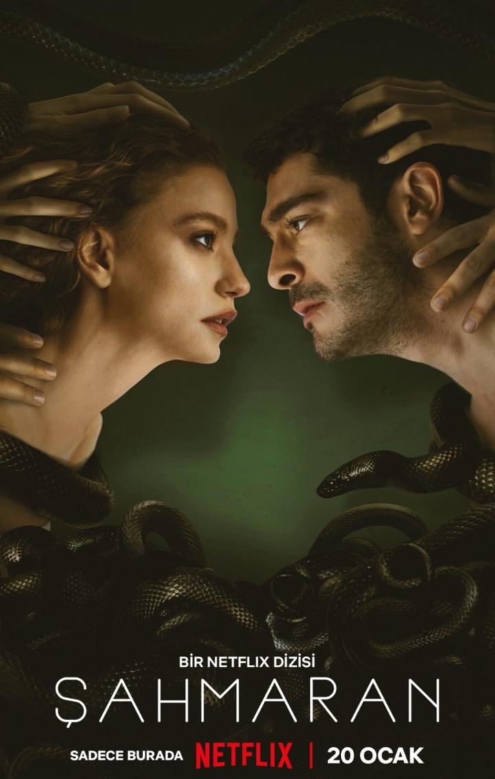 Serenay Sarikaya and Burak Deniz in Shahmaran (2023)